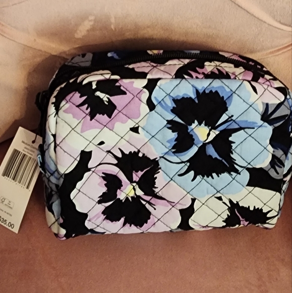 Vera Bradley Handbags - Vera Bradley Cotton Mini Cosmetic Makeup Organizer Bag plum pansies NWT